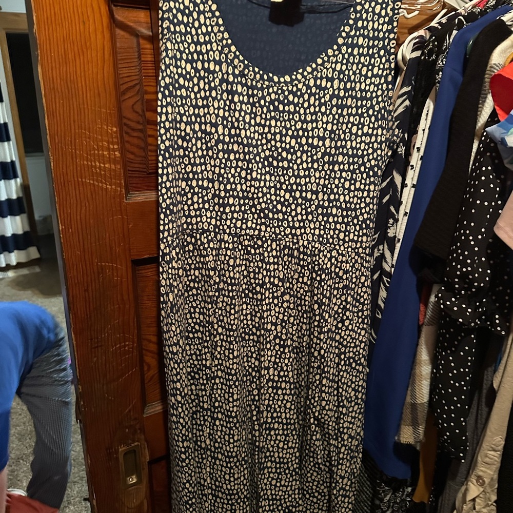 Elegant Navy Polka Dot Dress